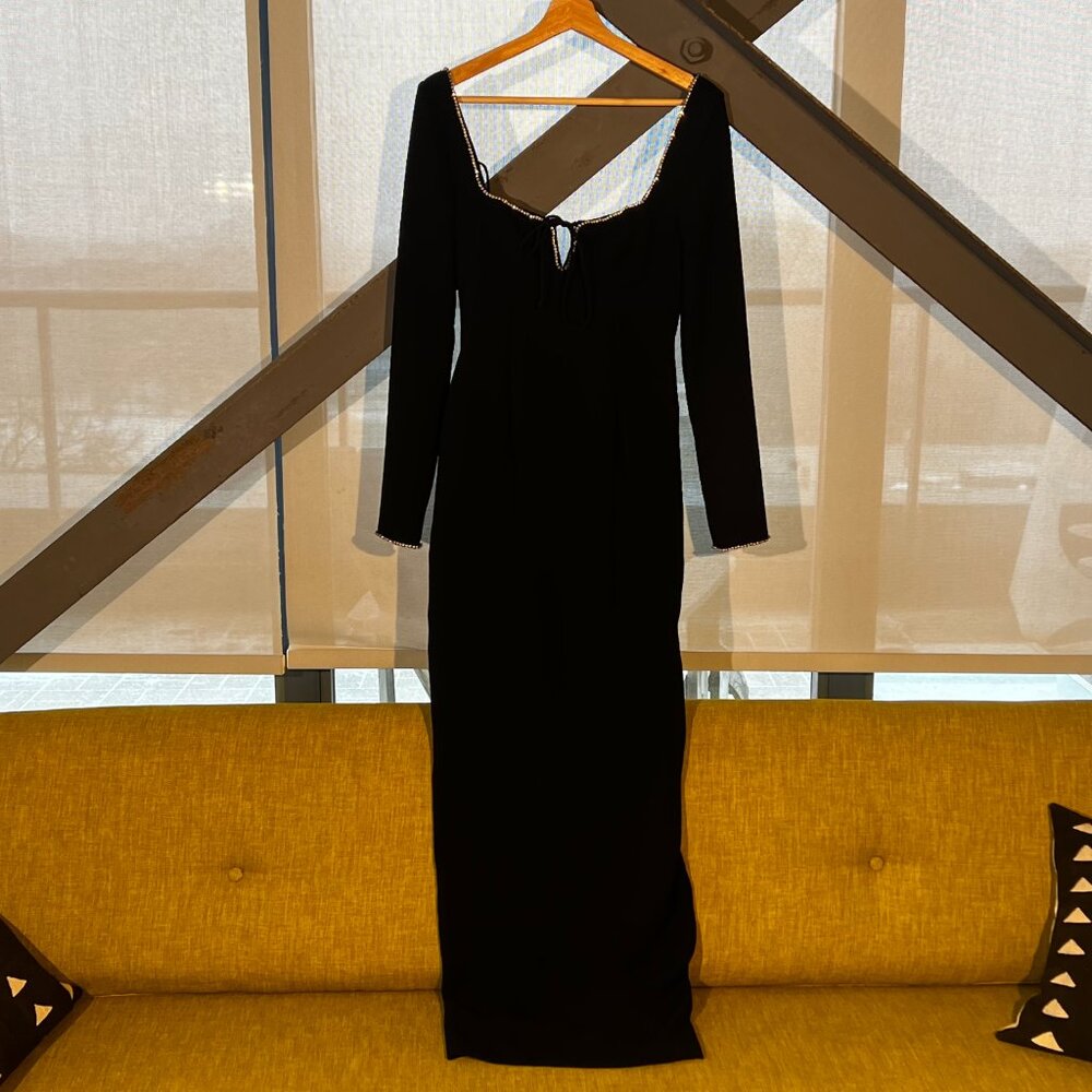 House of CB ROSA Black Crystal Embellished Maxi Dress SMALL - Picture 2 of 10